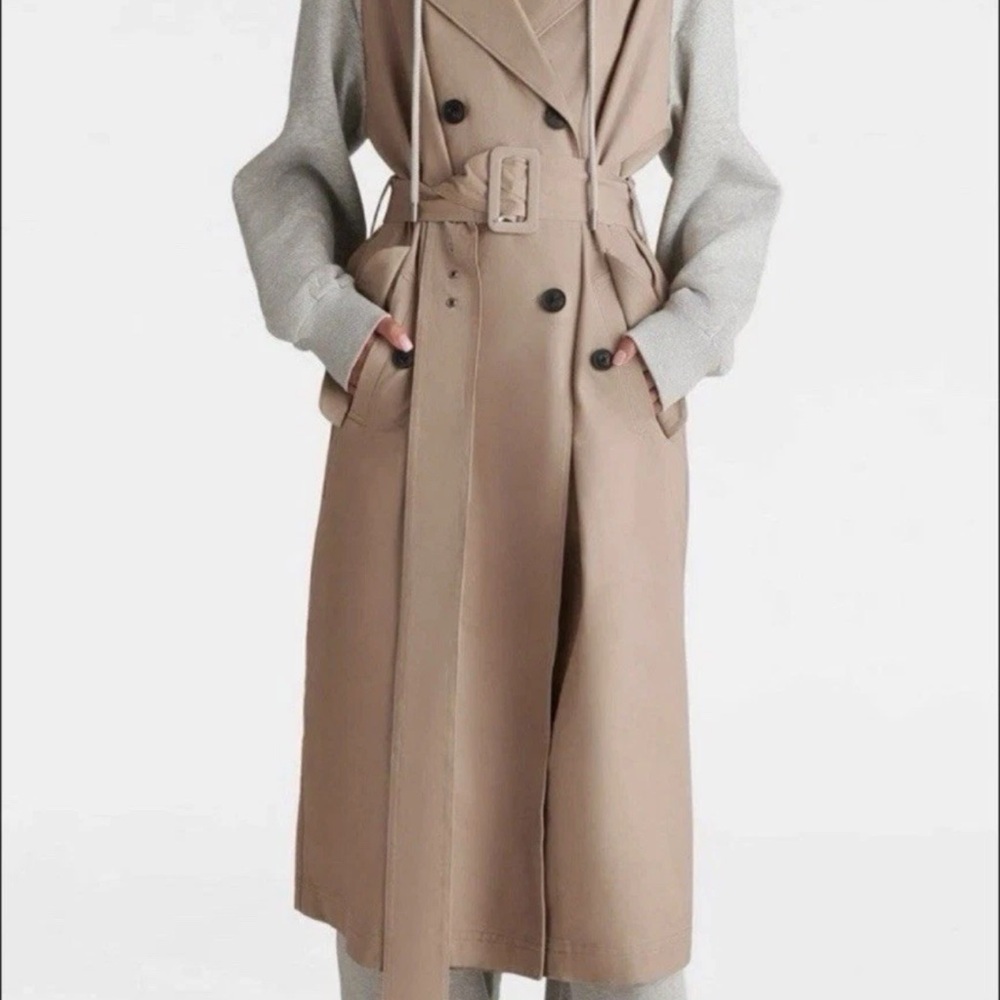 KBB by KAHLANA Women's 'The Sweatshirt Trench Coat' - Khaki/Heather Gray XL